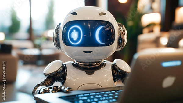 Fototapeta Ai copywriting bot using chatgpt for content creation artificial intelligence concept 3d illustration