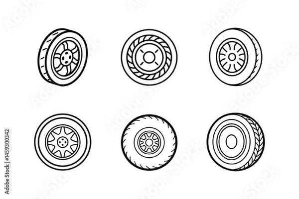 Fototapeta low profile tire line art vector illustration