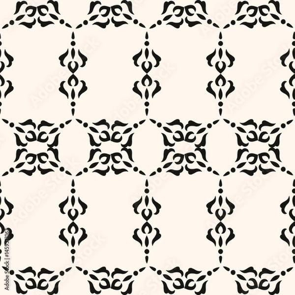 Fototapeta Abstract simple floral gothic style seamless pattern. Elegant minimal monochrome stylish background. Perfect for textile, fabric and fashion print.
