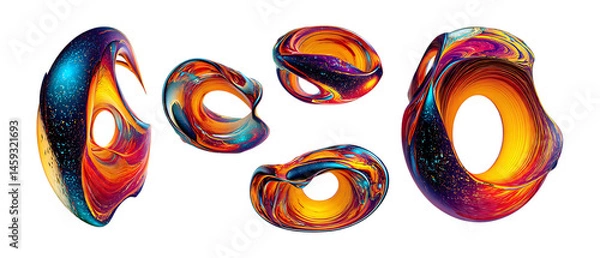Fototapeta Abstract Colorful Swirls Cosmic Donuts Background