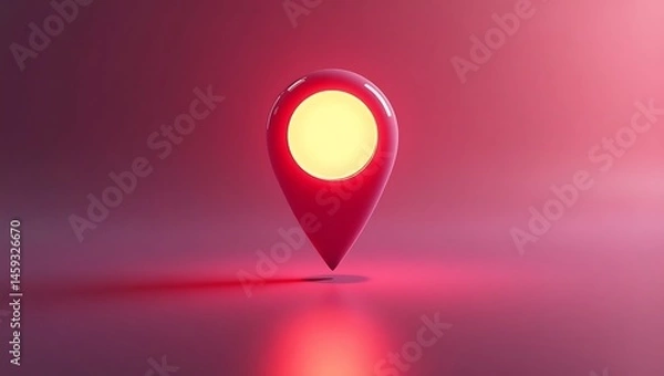 Fototapeta GPS pin location marker, 3D glowing effect