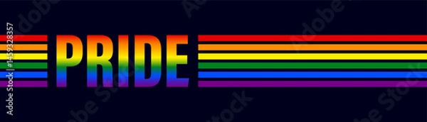 Fototapeta Pride month background for festival parades, parties, and social events. Colorful rainbow flag on dark background. Vector illustration