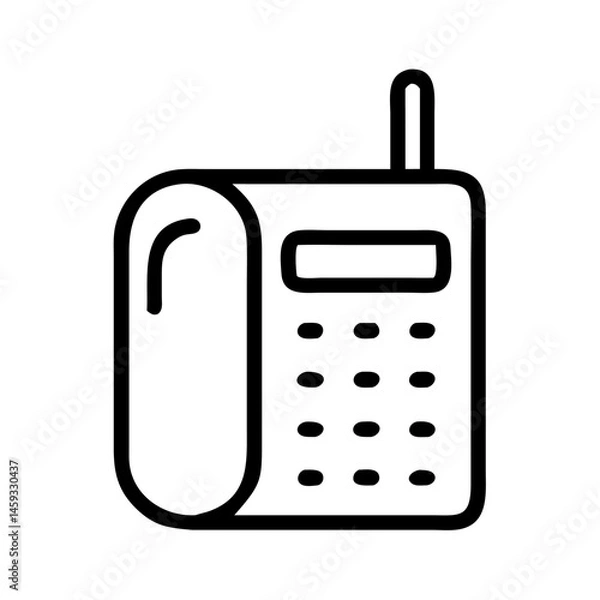 Fototapeta Landline Telephone Icon with Keypad and Antenna