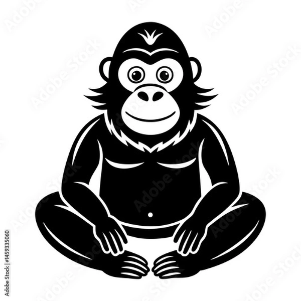 Fototapeta Download Cute Gorilla Meditation Yoga Cartoon Vector Icon Illustration Eps File For Design.