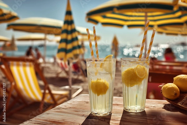 Obraz lemon drinks on a wooden table