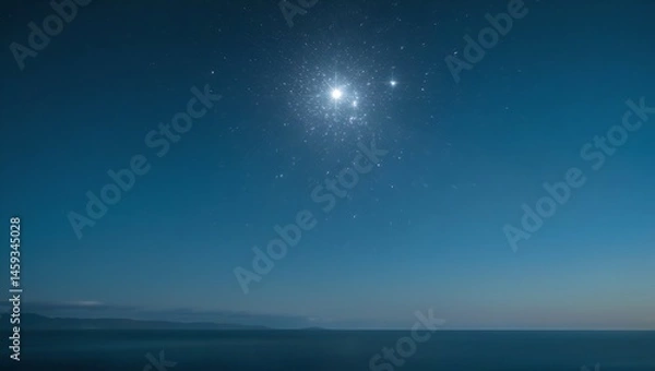 Fototapeta Matariki Event Banner Celebrating the Pleiades Star Cluster with Majestic Mountains in the Night Sky for June Festivities 4