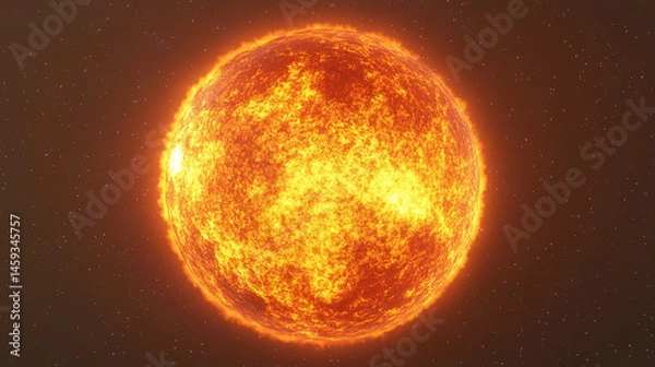 Obraz Fiery Star with Glowing Surface and Stars Background