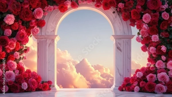 Obraz Archway with Roses and Sky View