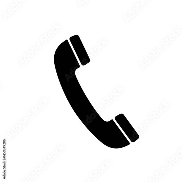 Fototapeta Telephone receiver silhouette in a flat design isolated on transparent background, png image 