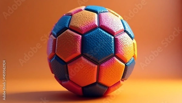 Fototapeta Soccer ball with hexagonal pattern, 3D texture