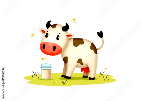 Obraz cartoon cow on white background