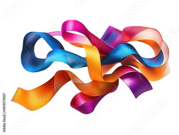 Fototapeta Colorful ribbons swirling design on transparent background