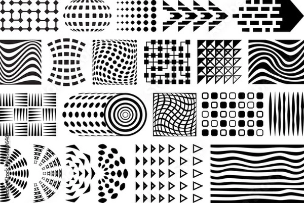 Obraz Abstract geometric graphic design elements. Shapes and dotted halftone patterns for your printing and design projects