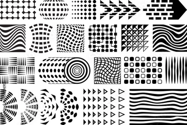 Fototapeta Abstract geometric graphic design elements. Shapes and dotted halftone patterns for your printing and design projects