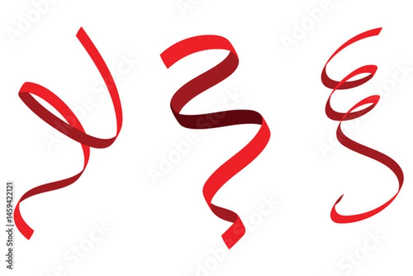Fototapeta Red ribbon isolated on white background. Collection of red ribbon tape.