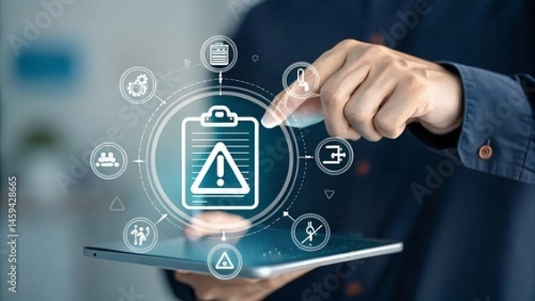 Fototapeta Risk management and assessment for business investment, Risky business risk management control and strategy. forecasting evaluation financial business concept. 