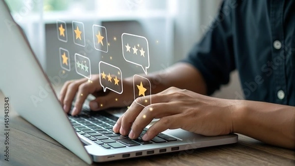 Fototapeta client rate service from experience in application,Consumer give five-Stars and feedback review for quality, Business reputation ranking from buyer 