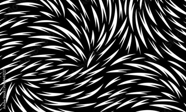 Obraz Abstract white fur texture pattern on black background. monochrome vintage art.