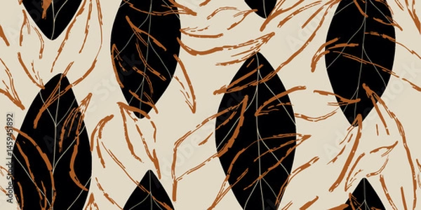 Obraz Leaves pattern illustration floral graphic seamless pattern.
