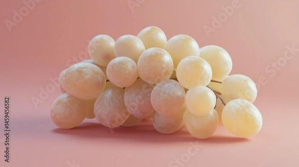 Obraz One white grape on a soft coral background, light and juicy.