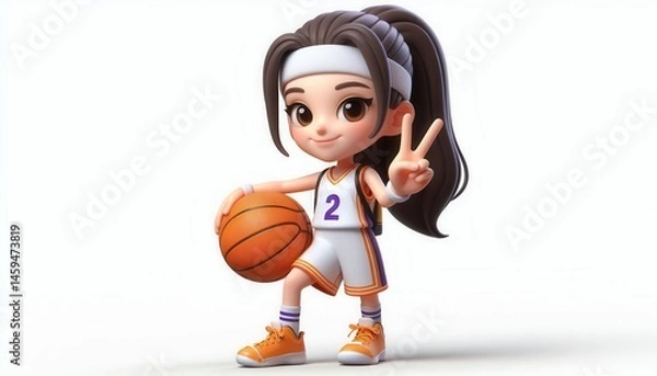 Fototapeta Basketball game character digital environment animated art fun playful illustration