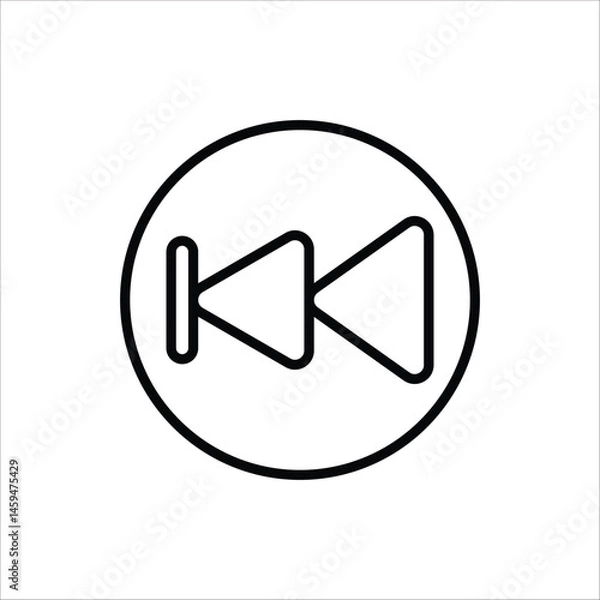 Obraz Double arrow glyph icon. Rewinding button symbol. Navigation pointer, indicator. Vector illustration isolated on white background.