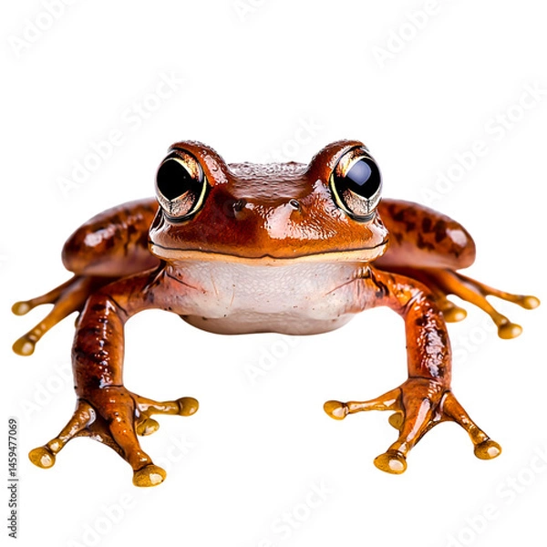 Obraz Detailed Close-up of Brown Frog with Big Eyes and Unique Skin Texture Against Black Background