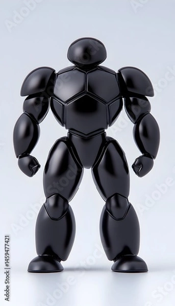 Fototapeta A sleek, black, stylized robot figure with a rounded, smooth design, standing in a neutral pose
