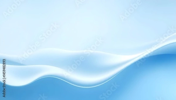 Fototapeta 3d Abstract minimalist wavy background in cool blue tones. Abstract smooth waves, soft gradients, light blue and white tones, fluid shapes background