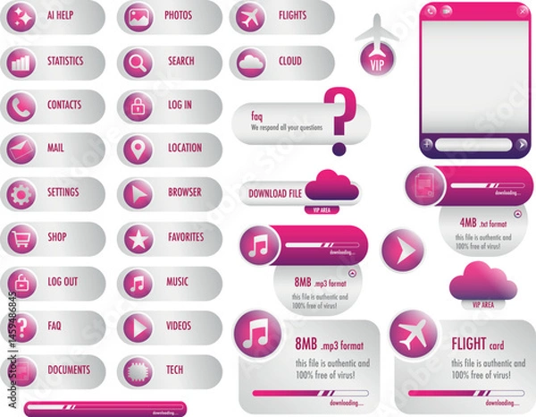 Fototapeta Interface set of buttons for online business