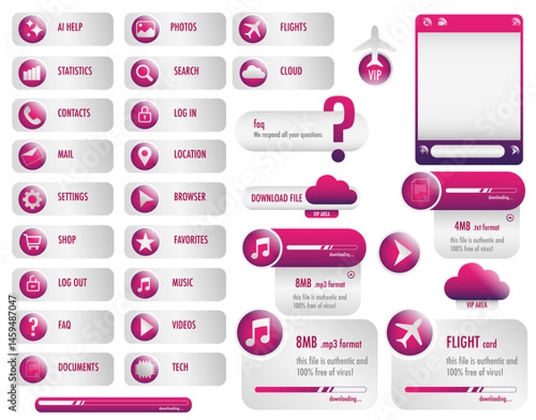 Fototapeta Big set of buttons for online business