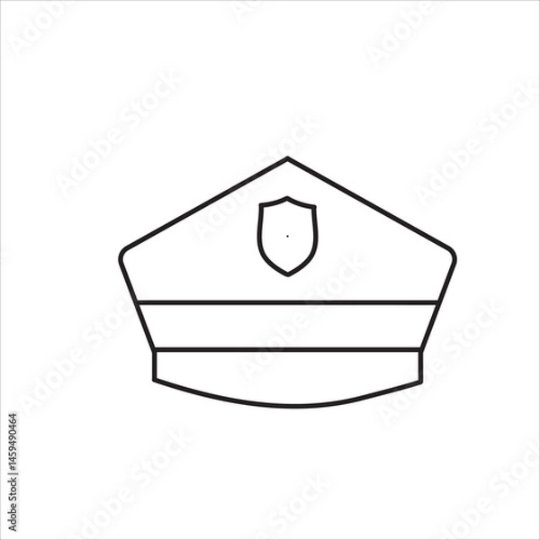 Fototapeta Simple Outline of a Police Hat with Badge