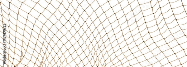 Fototapeta Football or tennis net. torn Rope mesh on a white background close-up