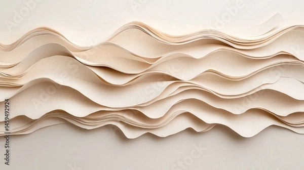 Obraz Upcycling and process concept. Textured paper waves in soft, neutral tones.