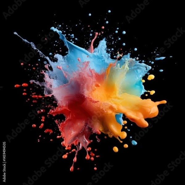 Fototapeta Colorful paint splash on black