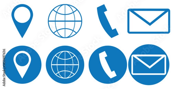 Fototapeta Web icon set. Website set icon vector. for computer and mobile. Business card icons. Contact us line icons. Communication information icon symbol, sign . Editable stroke. Vector illustration
