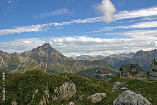 Obraz Alpenhütte mit Fernblick