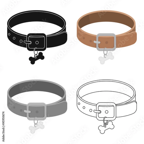 Obraz Dog collar icon in cartoon style isolated on white background. Veterinary clinic symbol stock vector illustration.