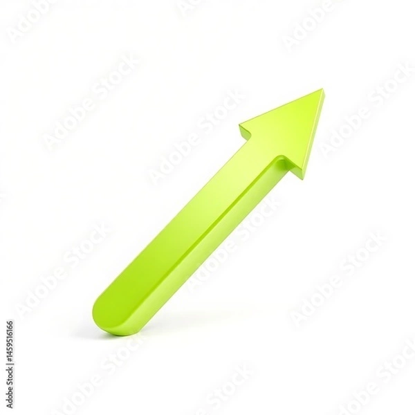 Fototapeta 3d green arrow up isolated on white