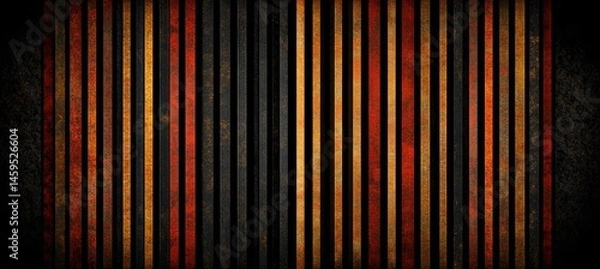 Fototapeta Vertical striped pattern in warm, dark colors with distressed texture
