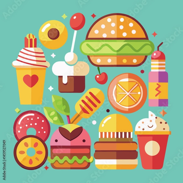 Fototapeta Download Fast Food Vector Illustration Eps File For Design.