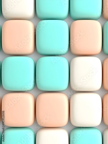 Fototapeta Pastel-colored rounded squares in a grid pattern
