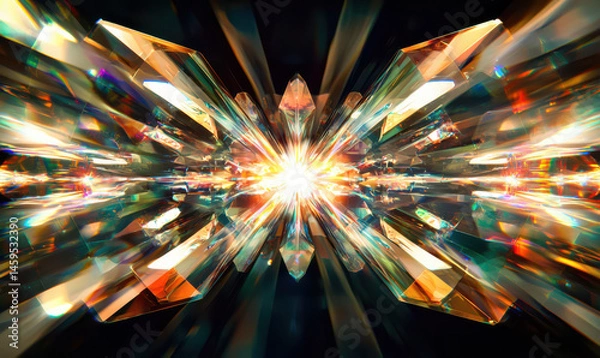 Obraz Sparkling Rays and Crystal Reflections with Colorful Light Burst Background