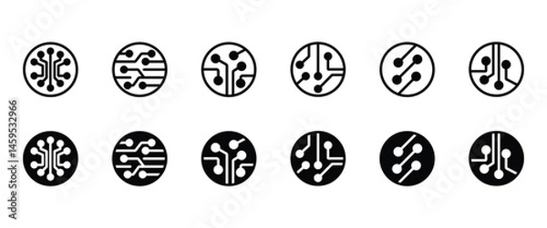 Obraz Modern Circuit board icons. Electronic components icons set. This set includes electronic components icons in transparent background in vector.	