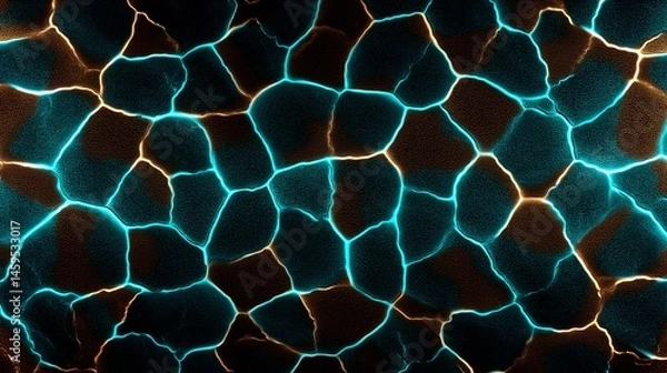 Fototapeta Intricate blue and black textured backdrop featuring glowing lines inspired by natural elements