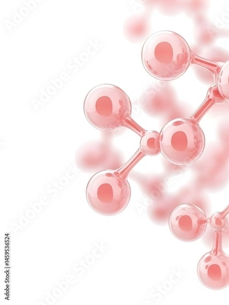 Fototapeta Abstract 3D rendering of interconnected pink spheres, suggesting molecular structure or a network