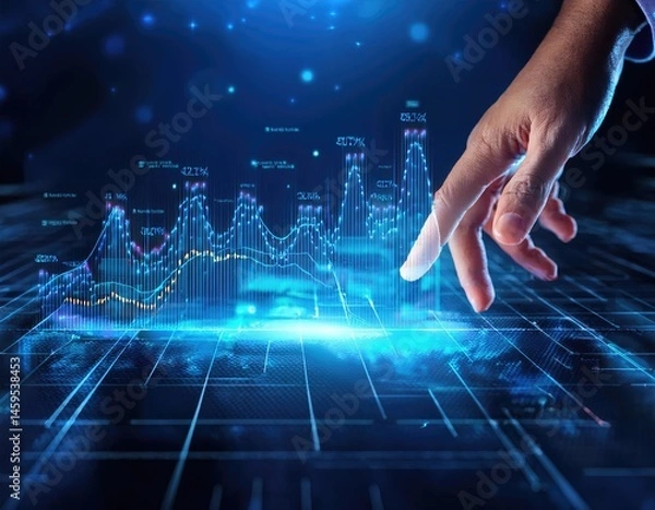 Obraz Growth graphs in digital data visualization showcasing futuristic technology and analysis. Generated with AI