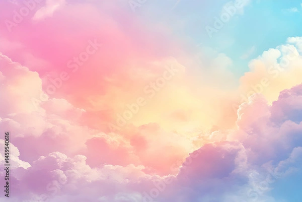 Fototapeta Pastel colored clouds fill the sky creating a dreamy atmospheric scene.