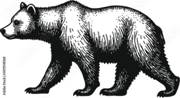 Obraz Vector Illustration of a Powerful Bear Silhouette in a Walking Pose, Symbolizing Strength, Wilderness, and Nature for Wildlife and Adventure Themes