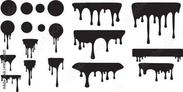 Obraz Vector Illustration of Dripping Paint Silhouettes in Various Shapes and Patterns for Creative Graphic Design, Art Projects, and Decoration